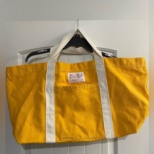 Wm. J. Mills & CO. Sailmakers rugged large yellow duck canvas tote bag.